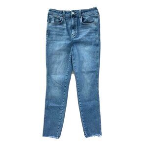 WE THE FREE High Rise Blue Jeans Womens Size 31 Raw Hem Ankle
